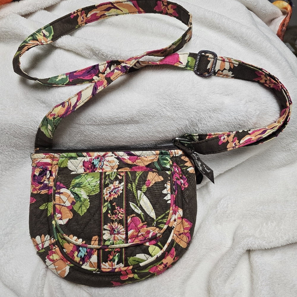 Vera Bradley English Rose Winter 2012 Brown Floral Lizzy Hipster Crossbody Bag